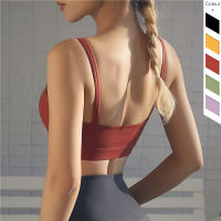 New European and American style yoga sports bra womens double spaghetti strap small sling fitness vest beauty back exercise underwearTH