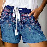 【CC】 Shorts Floral Print Wide Leg Loose Drawstring for Beachwear Hotpants New