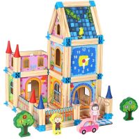 Todds &amp; Kids Toys ของเล่นไม้เสริมพัฒนาการ บล็อคไม้ บ้านไม้ DIY 128 ชิ้น