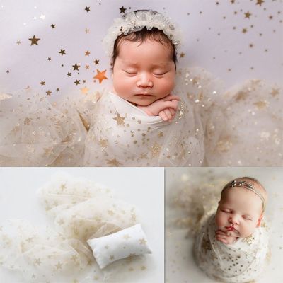 2 Pcs Baby Receiving Blanket+Pillow Set Infants Swaddling Wrap Newborn Photography Props Photo Shooting Accessory