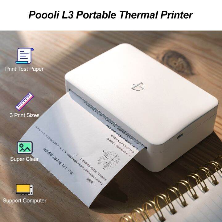 Poooli L3 300Dpi Portable Thermal Printer 57.5Mm/79.5Mm/110Mm Paper