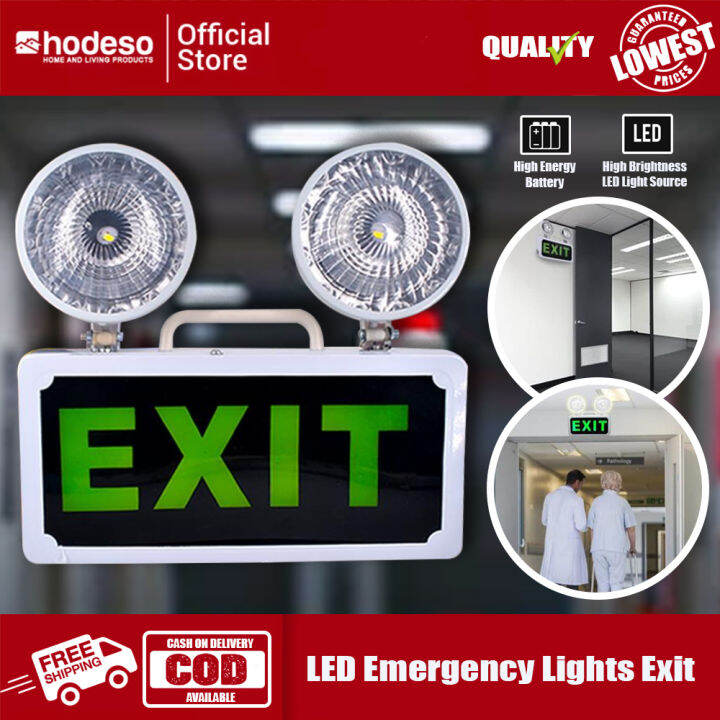Hodeso Automatic LED Emergency Lights Green Exit Sign & Emergency Light