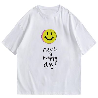 😊Have a Happy day ลายใหม่ใหม่ล่าสุด Smile Face วางจำหน่ายในประเทศไทย เสื้อยืด