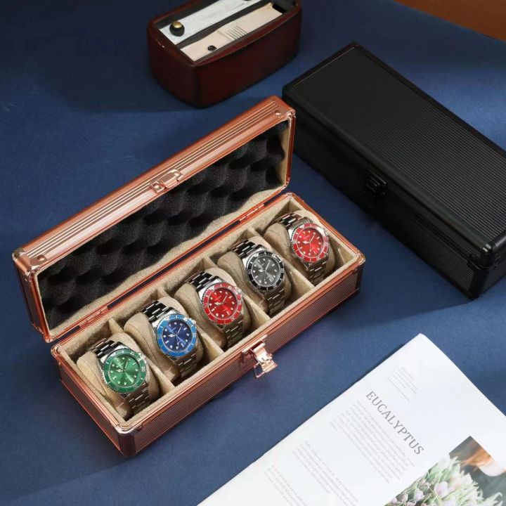 พร้อมส่ง-กล่องนาฬิกา-5-เรือน-กล่องเหล็กเกรดพรีเมี่ยม-กล่องเก็บนาฬิกาข้อมืออลูมิเนียม-กล่องใส่นาฬิกา-กล่องของขวัญ-aluminium-watch-box