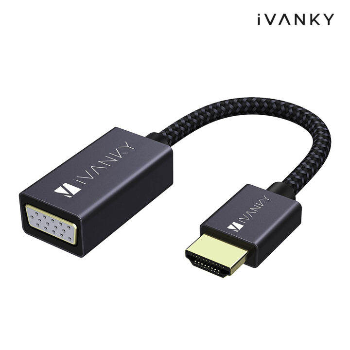 ivanky-hdmi-to-vga-female-adapter-วัสดุสายถักไนล่อน-คุณภาพสูง-ทนทาน-รับประกัน-1ปี