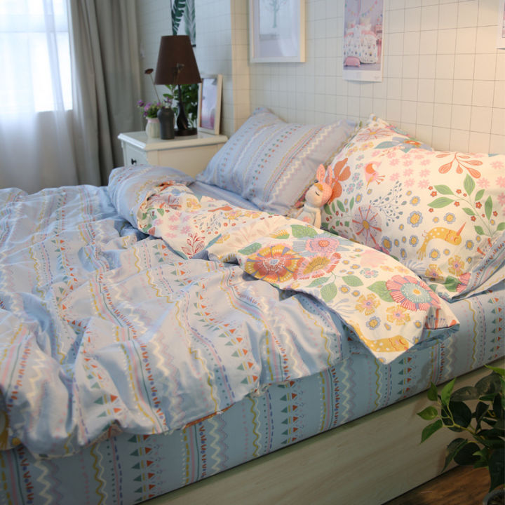 hot-ขายส่งผ้าฝ้ายแท้ขนาดเล็กสด-b-amp-b-อพาร์ทเมนท์เตียงเดี่ยวผ้าปูที่นอนผ้านวมผ้าปูที่นอนปลอกหมอนผ้าฝ้ายสำหรับเตียง