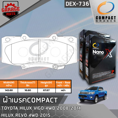 COMPACT ผ้าเบรคหน้า TOYOTA  HILUX VIGO 4WD 08-14,REVO 4WD 15- รหัส 736