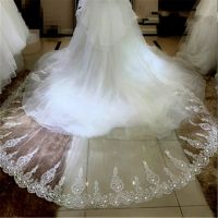 Bling Sequins Lace Soft Tulle Wedding Veil 3M Long White/Ivory  Bridal Veil with Comb One Layer Veil Wedding Accessories velo de Hair Accessories