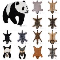 Nordic Style Cute Animal Printed Rug Panda Leopard Tiger Giraffe Lion Shape Faux Skin Car Plush Antiskid Car