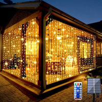 Outdoor Solar Curtain Light Christmas LED Fairy Icicle Window Lamp 6x3m 3x3m 3x2m 3x1m for Wedding New Year ​Garden Patio Decor