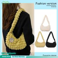 ?Arrive in 3 days?Women Casual Quilted Pleated Sling Bag Lady with Brooches Bubbles Handbags Puffer Bag