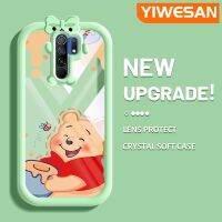 YIWESAN เคสสำหรับ Xiaomi MI Redmi 9 Prime Poco เคส M2การ์ตูนวินนี่ช้อนส้อมมีดหมีพูห์ซิลิโคนนิ่มเคสโทรศัพท์แบบใสสีสันสดใสรูปสัตว์ประหลาดตัวเล็กๆเลนส์กล้องถ่ายรูปโปร่งใสปิดคลุมป้องกันการกระแทก