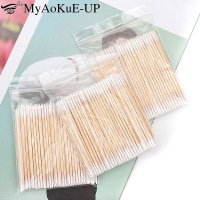 【YF】 100/300 Pcs Disposable Cotton Swab Ear Cleaning Wood Sticks Extension Glue Remover Microbrush Makeup Tools