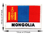 ตัดรีด ตัวรีดติดเสื้อ อาร์มปัก ติดเสื้อปัก ปักเสื้อ DIY ลาย ธงMongolia สีแดง มีบริการเก็บเงินปลายทาง