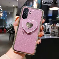 เคสมือถือสำหรับ Huawei Nova Y70 Y71ฝาหลังรักวงเล็บรักซิลิโคนนิ่มจะรักกับผู้ถือยืนป้องกันการตกสำหรับ Huawei Nova Y71เคสใส่โทรศัพท์