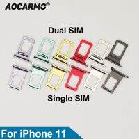 【CW】 Aocarmo For iPhone 11 Single / Dual Metal Plastic Nano Sim Card Tray Slot Holder Replacement Parts