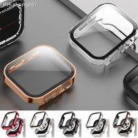 Tempered Glass Case For Apple Watch band 44 mm 40mm 41mm 45mm PC Straight Edge Screen Protector cover iWatch series 8 7 6 5 4 se