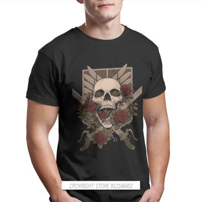 Skull Wing Crew Neck Tshirt Attack On Titan Snk Eren Anime Pure Cotton Original T Shirt Men Tops Design Plus Size