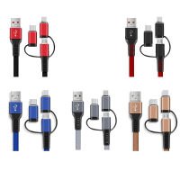 สายโทรศัพท์มือถือ3 In 1ไมโคร USB ถักชนิด C 8ขาสายชาร์จอะไหล่ Xiaomi/Huawei สายเชื่อมต่อข้อมูล