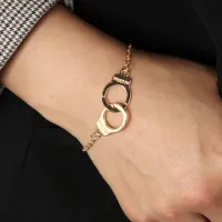 Creative Gold สี Handcuffs สร้อยข้อมือผู้หญิงคู่ของขวัญ Freedom สร้อยข้อมือกำไลข้อมือเครื่องประดับ-Huidkeir