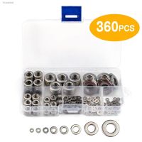 ❈℡☽ 360pcs 8 Sizes Stainless Steel Flat Washers Assortment Set Kit with Storage Box Portable(M2 M2.5 M 3 M 4 M5 M6 M 8 M 10)