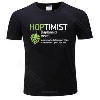 เสื้อยืดสีดำคำจำกัดความ Hoptimist สำหรับคนรักผลิตเบียร์และคราฟต์เบียร์เสื้อยืดคอกลมแบรนด์ดังใหม่จัดส่ง