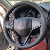 ฝาครอบพวงมาลัยรถยนต์หนังเทียมกันลื่นสำหรับ Honda Fit ไฟรถยนต์2014 2015 HRV HR-V 2016อุปกรณ์เสริมรถยนต์ Vezel