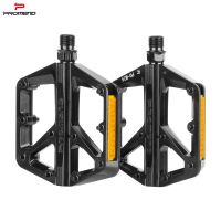 PROMEDN bicycle pedal wide-surface non-slip aluminum alloy pedal DU bearing with reflector wear-resistant mountain bike parts