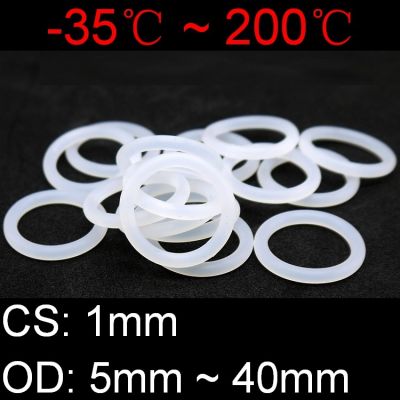 【2023】1050pcs VMQ White Silicone O Ring Gasket CS 1mm OD 5 ~ 40mm Food Grade Waterproof Washer Rubber Insulate Round O Shape Seal