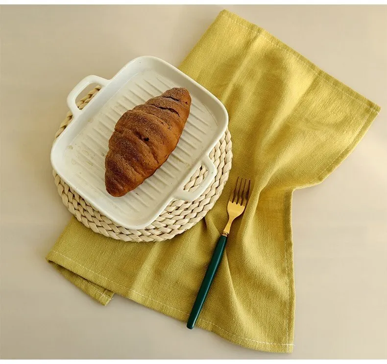 2Pcs 40*40cm Plain Cotton and Linen Napkins Cloth Home Kitchen Cloth Napkins  Hotel Restaurant