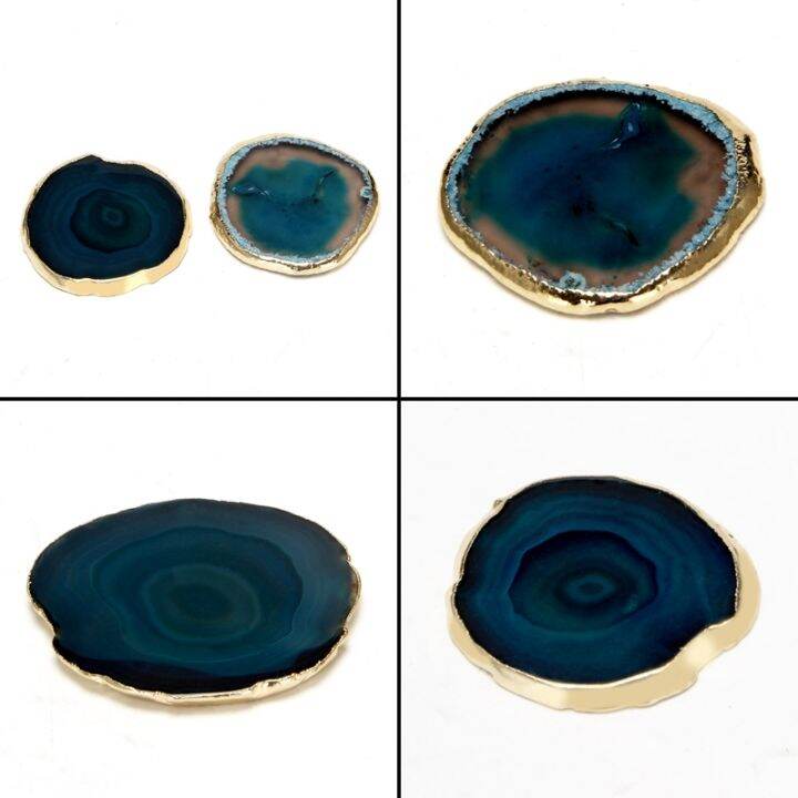 2pcs-agate-slice-blue-agate-coaster-teacup-tray-decorative-design-stone-coaster-gold-edges-home-decor-gemstone-coaster