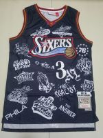 ขายดีผู้ชายฟิลาเดลเฟีย76ers อัลเลนไอเวอร์สัน Mitchell Ness 1997-98เสื้อเจอร์ซีย์ไม้เนื้อแข็งคลาสสิก-สีดำ