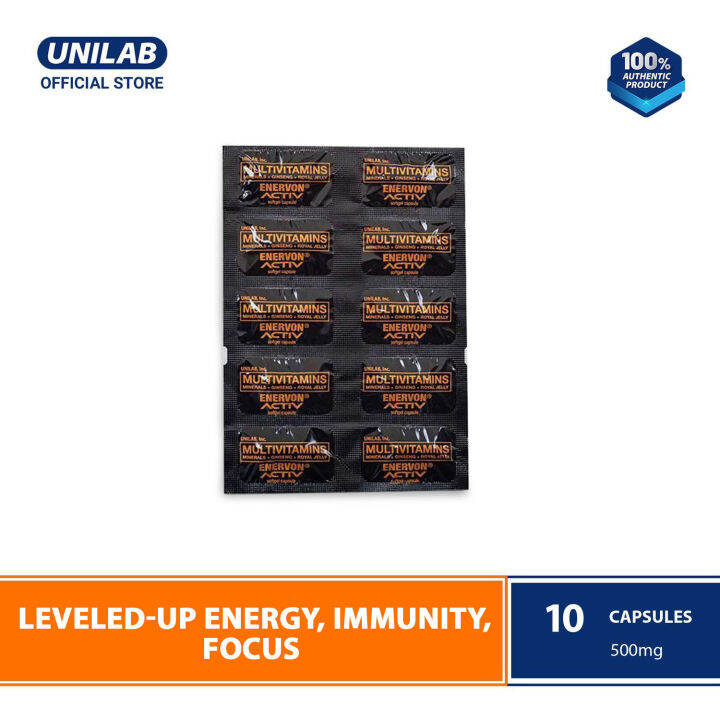 Unilab Enervon Activ Multivitamins 10 Capsules With Ginseng And Royal Jelly For Leveled Up 5788