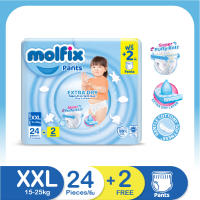 Molfix โมลฟิกซ์ เอ็กซ์ตร้า ดราย แพ้นส์ XXL 24+2ชิ้น