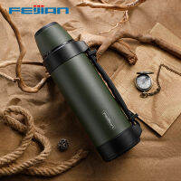 FEIJIAN Military Thermos, Travel กระติกน้ำร้อนแบบพกพาสำหรับชา,แก้วถ้วยขนาดใหญ่สำหรับกาแฟ,ขวดน้ำ,สแตนเลส,ML