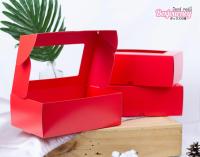Boxjourney กล่องสินค้าพรีเมี่ยม มีหน้าต่าง แดง 17x25x9 ซม. (20 ใบ/แพค)