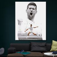 กีฬา Star Portrait โปสเตอร์ของ Djokovic-ผู้เล่นเทนนิสที่มีชื่อเสียง Graffiti ภาพวาดผ้าใบสำหรับ Club Wall Art ภาพจิตรกรรมฝาผนัง-ห้องนั่งเล่นที่สมบูรณ์แบบ Home Decor