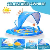 Toddler Swimming Float With Removable Canopy Sun Protection Inflatable Swim Float S Toys For Indoor Outdoor Pools Bath