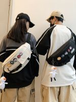 กระเป๋าหน้าอก Trendy Messenger Bag Mens Casual Japanese Small Backpack Chest Bag Diagonal Womens Single Shoulder Bag Mens Trendy Student Sports Pocket Bag