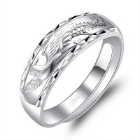 BOCAI S999 Sterling Silver Rings for Men Women 2021 New Fashion Relief Dragon Phoenix Platinum Plating Argentum Lovers Jewelry