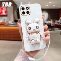 YBDเคสกระต่ายน่ารักสำหรับ Infinix Smart 6 HD X6512 เคสโทรศัพท์รูปการ์ตูนขาตั้งกล้องแบบสามมิติฟรีสายคล้องเคสซิลิโคนแบบนิ่ม