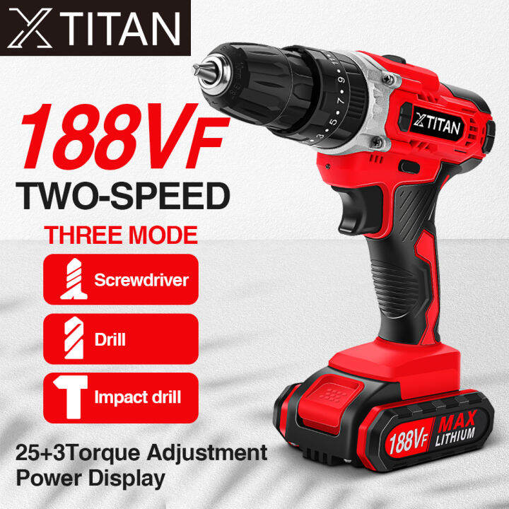 【COD】XTITAN 188VF 6.0Ah Multifunction Cordless Drill Impact Drill