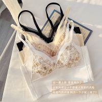 [COD] French pure desire sexy bra summer style vest underwear gathered chest seamless lace thin set
