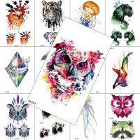 hot！【DT】◑✸  Watercolor Temporary Tattoos Minimalist Sticker Fake Decal Men Boy Arm Hands Tatoos