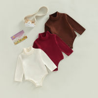 【Forever CY Baby】Infant Baby Autumn Romper, Solid Color Long Sleeve High Neck One-Piece Jumpsuit For Boys Girls