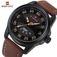 2023 Naviforce 9124 นาฬิกาข้อมือควอตซ์แฟชั่น สายหนัง กันน้ํา สําหรับบุรุษ