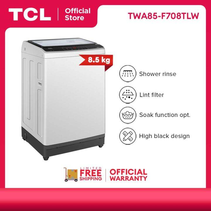 TCL 8.5KG Top Load Washing Machine - TWA85-F708TLW (Top-Lid Glass, 8 ...