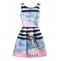 Summer Teenager Clothing Kids Dresses For Girl Butterfly Floral Printed Sleeveless Casual Girl Dresses 6 -16 Year Party Dress