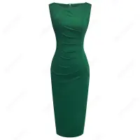 Summer Brief One Piece Elegant Wear to Work Classic Solid Color Business Slim Pencil Dress EB584