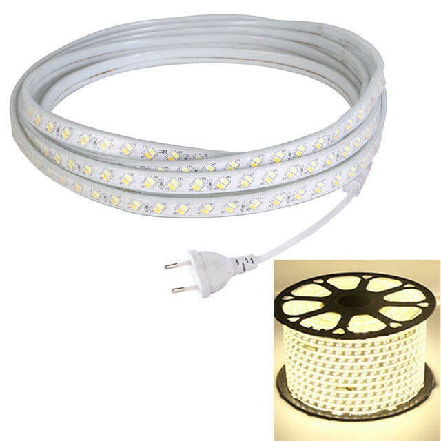 แถบไฟled-10m-5730-120led-mสองแถว-220vกลางแจ้งในร่มกันน้ำไฟled-smd-5730-ยืดหยุ่นled-euปลั๊กสำหรับสวนกลางแจ้งตกแต่งบ้านแสงสตริง